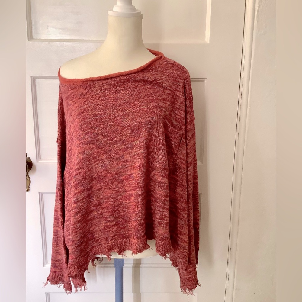 Free people burgundy heathered dolman sleeve drape sweater Sz Small